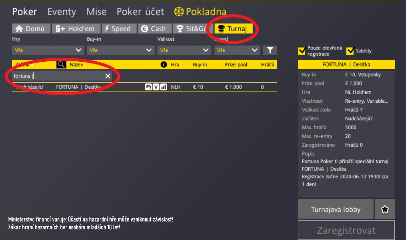 fortuna online poker turnaj desitka