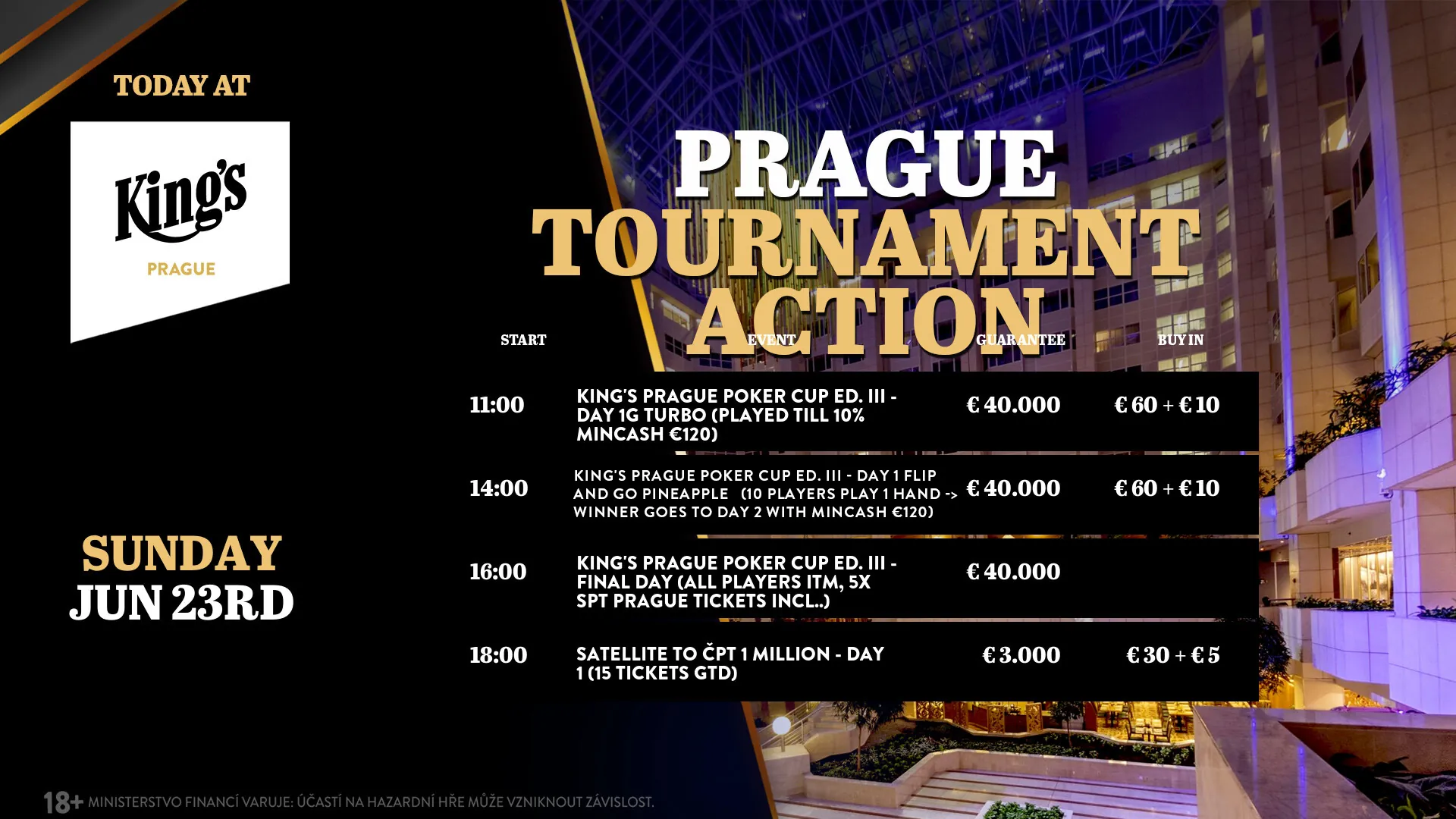 Kings Prague Todays schedule