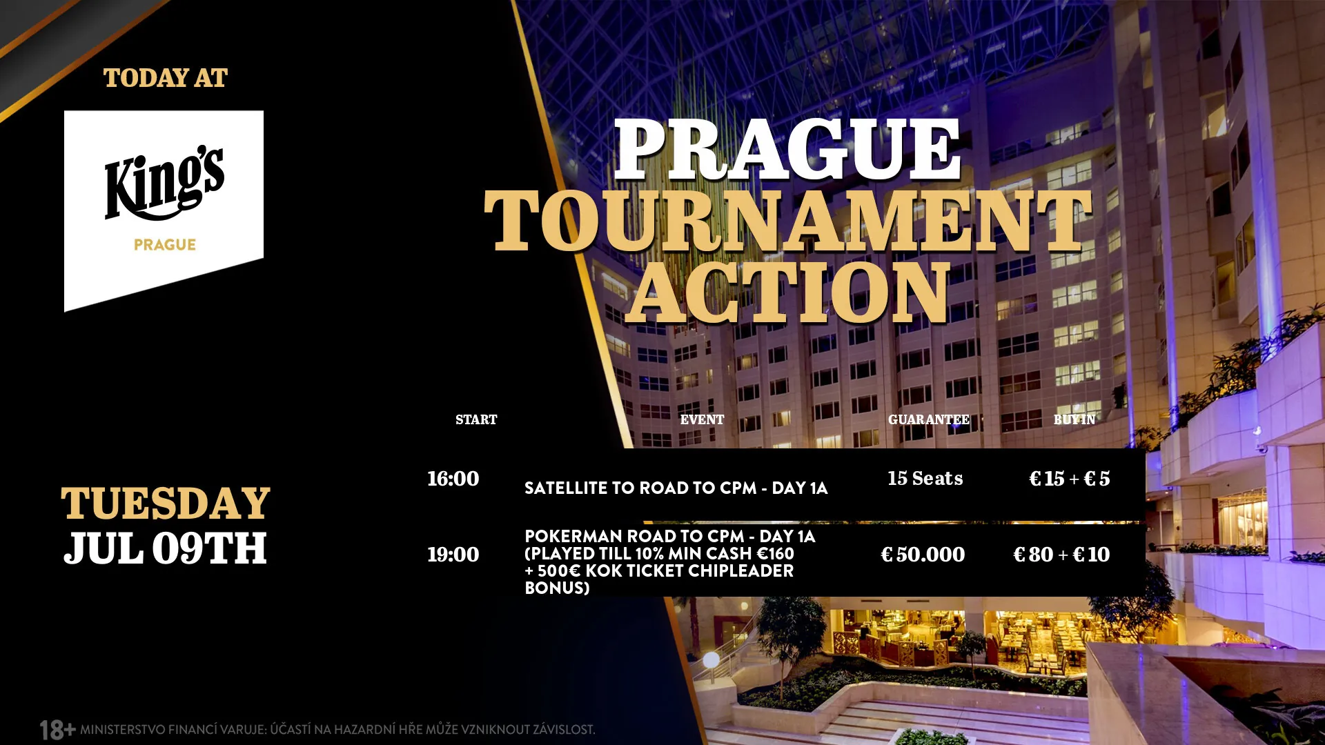 Kings Prague poker schedule