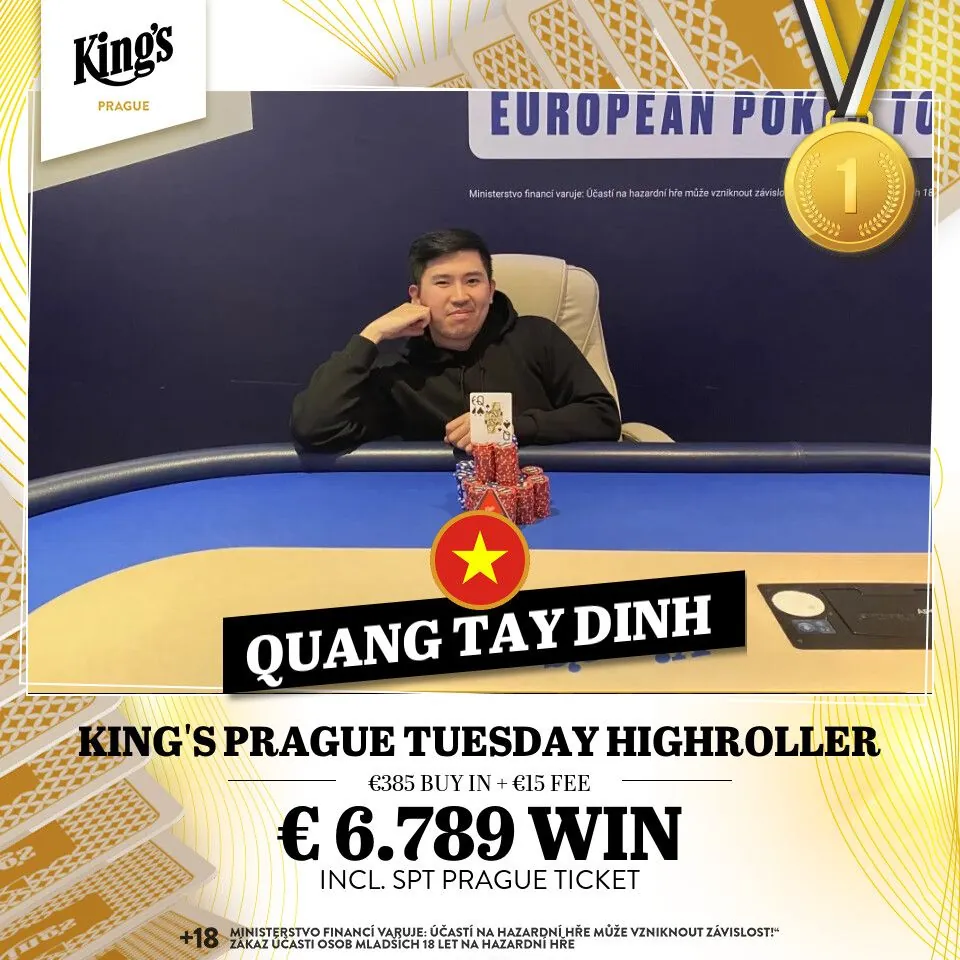 vitez poker turnaje kings tuesday highroller quang tay dinh