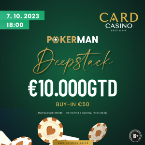 Card Casino Bratislava hostí o víkendu Pokerman Deepstack