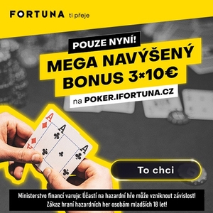 Fortuna poker navyšuje po omezou dobu deposit bonus na trojnásobek! Jak ho získat?