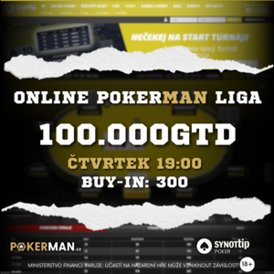 Synottip poker: V OPL se dnes za 300 Kč hraje o GTD 100.000 Kč