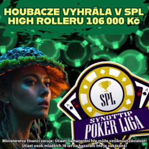 Synottip Poker Liga: High Roller vyhrála Houba, bere 106.000 Kč!