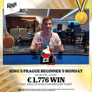 Pondělní poker turnaj v King's Prague pořešil Zdeněk "ZZ" Žižka