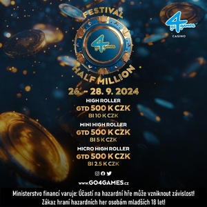 Go4games Hodolany: Ve čtvrtek startuje pokerový festival Half Million s celkovou GTD 1.500.000 Kč