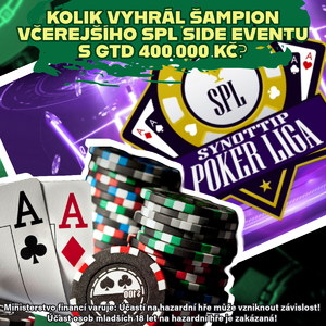 Synottip Poker: Kolik vyhrál šampion včerejšího SPL Side Eventu s GTD 400.000 Kč?