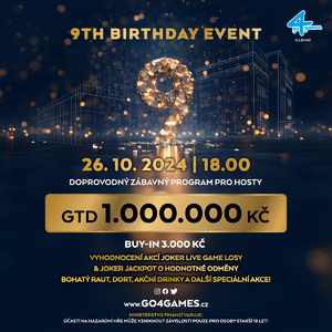 Go4Games Hodolany: Deváté narozeniny casina s velkolepou oslavou a turnajem 1.000.000 Kč GTD!