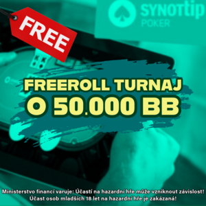 SynotTip Poker: Dnes, v neděli 2. 2. 2025, si zahrajete na Synotu FREEROLL turnaj o 50 000!