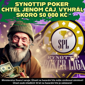 Synottip Poker: Chtěl jenom čaj, vyhrál skoro 50 000 Kč!