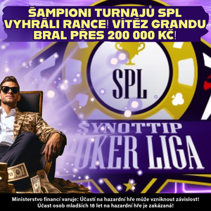 Synottip poker: Šampioni turnajů SPL vyhráli rance! Vítěz Grandu bral přes 200 000 Kč!